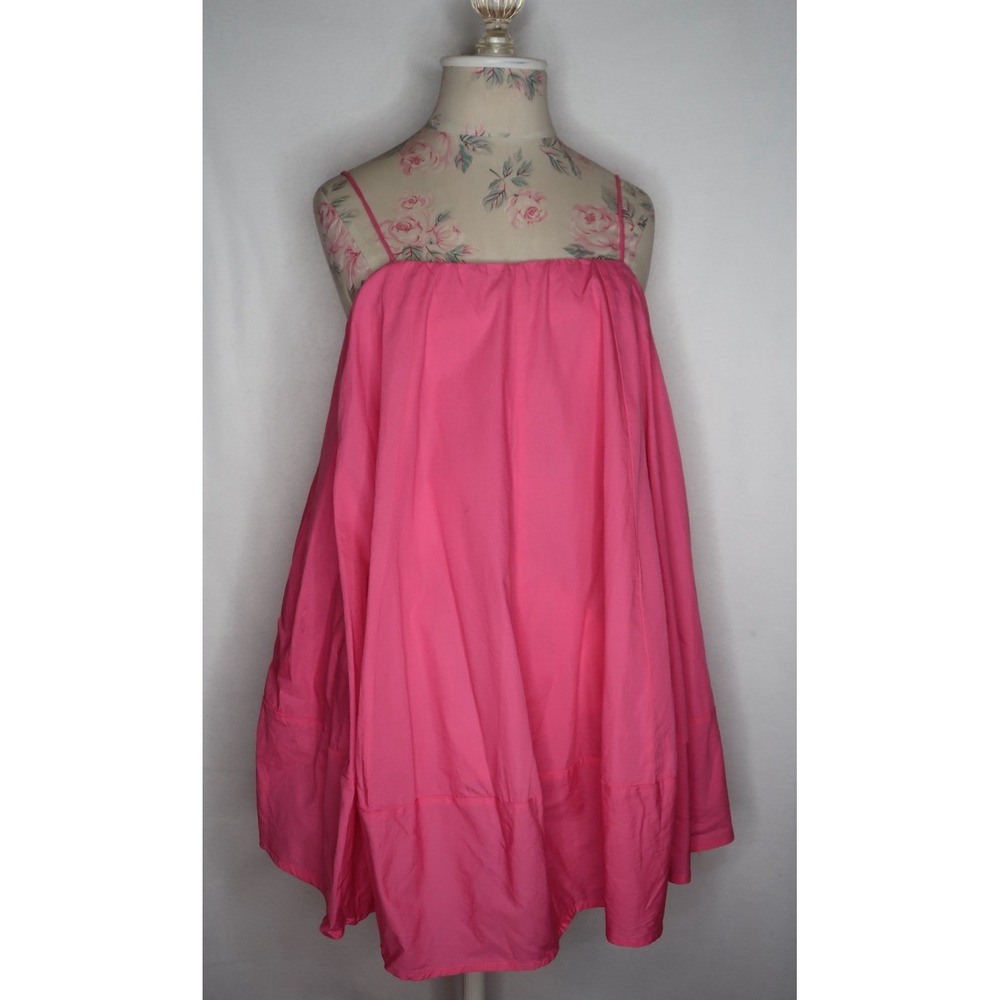 Free People Womens XS Jelly Bean Pink Swing Mini Dress Strappy Tie Back Babydoll
